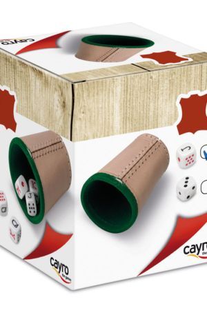 CUBILETE DE CUERO Y 5 DADOS DE POKER