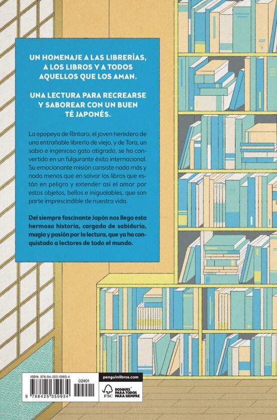 Contraportada del libro El gato que amaba los libros de Sosuke Natsukawa con la sinopsis
